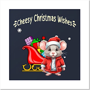 Merry and Cheesy Christmas Mouse Santa Design! Posters and Art